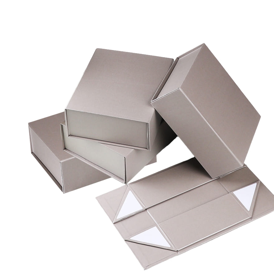 Collapsible rigid gift boxes with foldable magnetic structure
