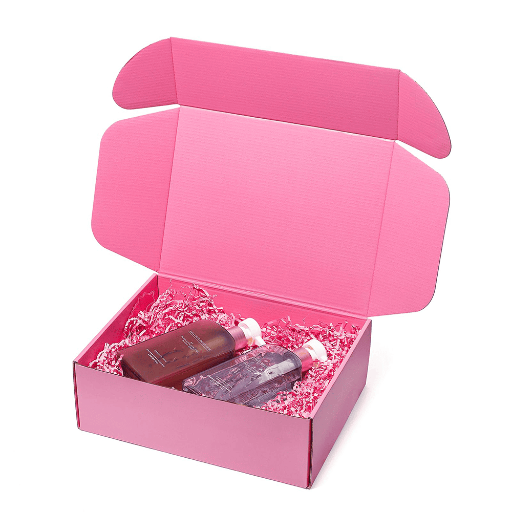 Pink custom mailer box for cosmetics and beauty products