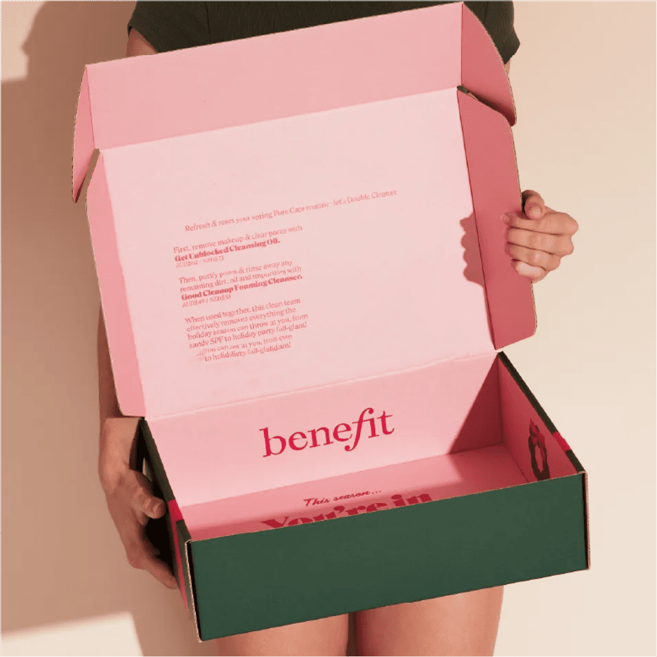 Large custom printed mailer box with interior and exterior branding