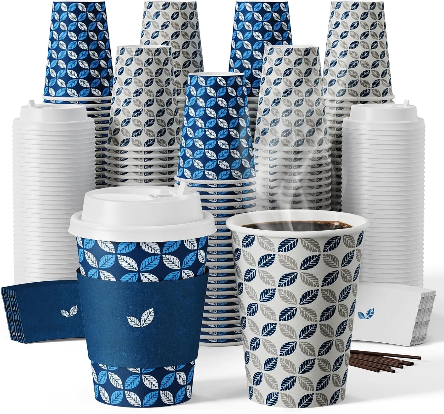 Custom printed paper cups with lids, sleeves and beverage accessories