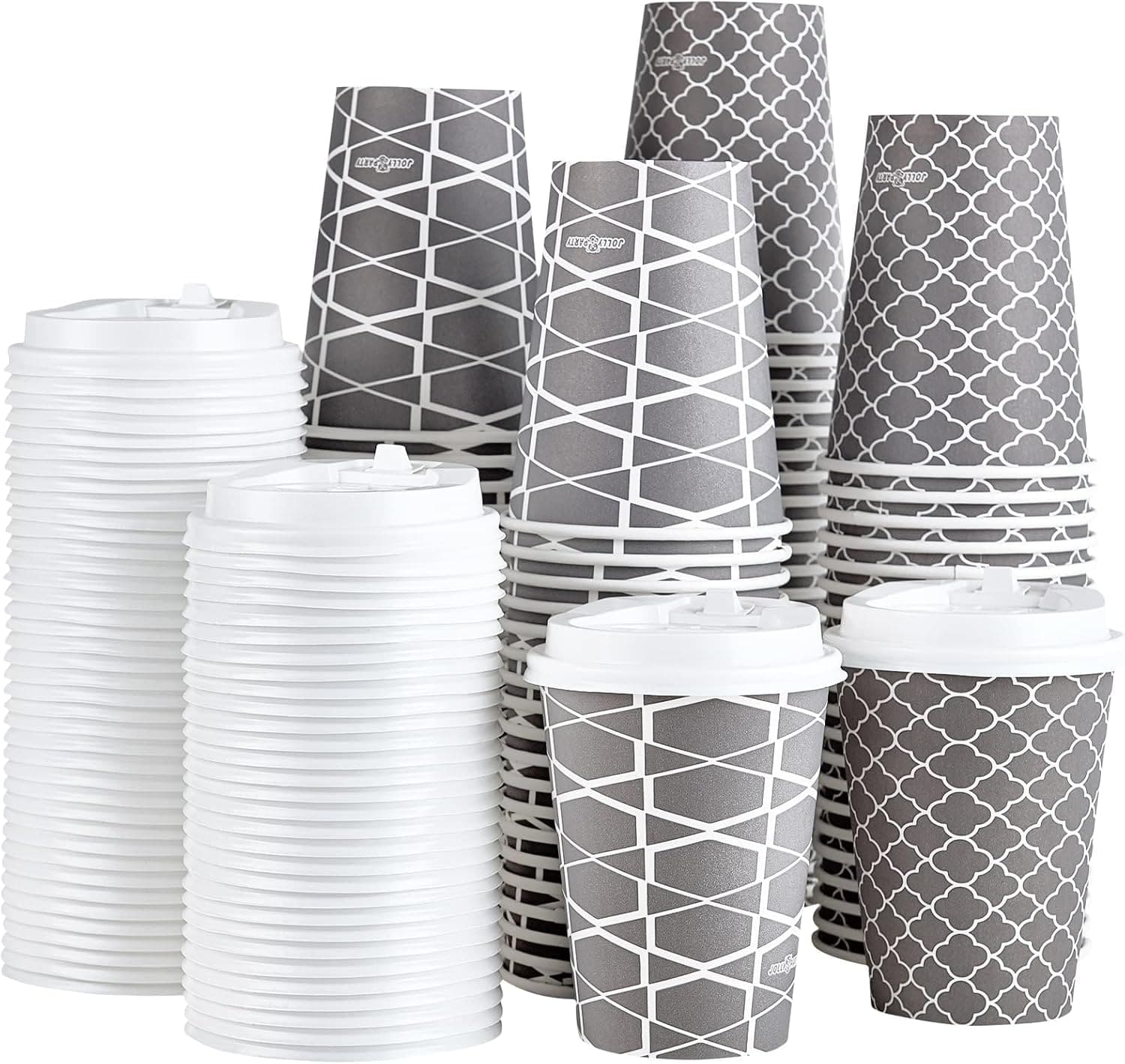 Wholesale printed paper coffee cups with white takeaway lids