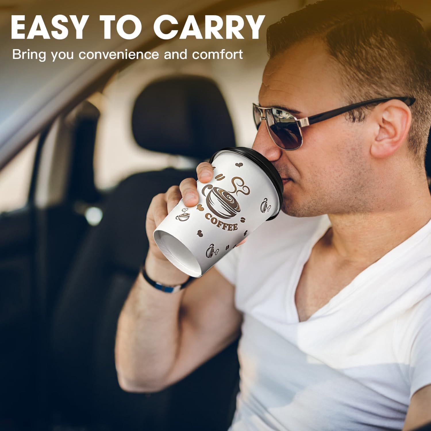 Custom Printed Paper Coffee Cups with Lids - Image 2