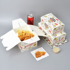 Stackable fried chicken meal boxes with fries for takeaway food packaging