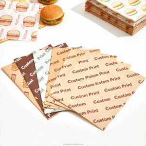 Assorted custom printed greaseproof paper for burger and food wrapping