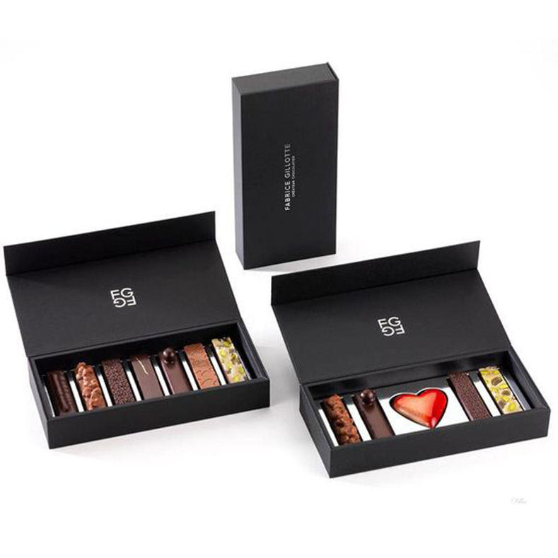 Premium black chocolate box with custom insert for chocolate assortment