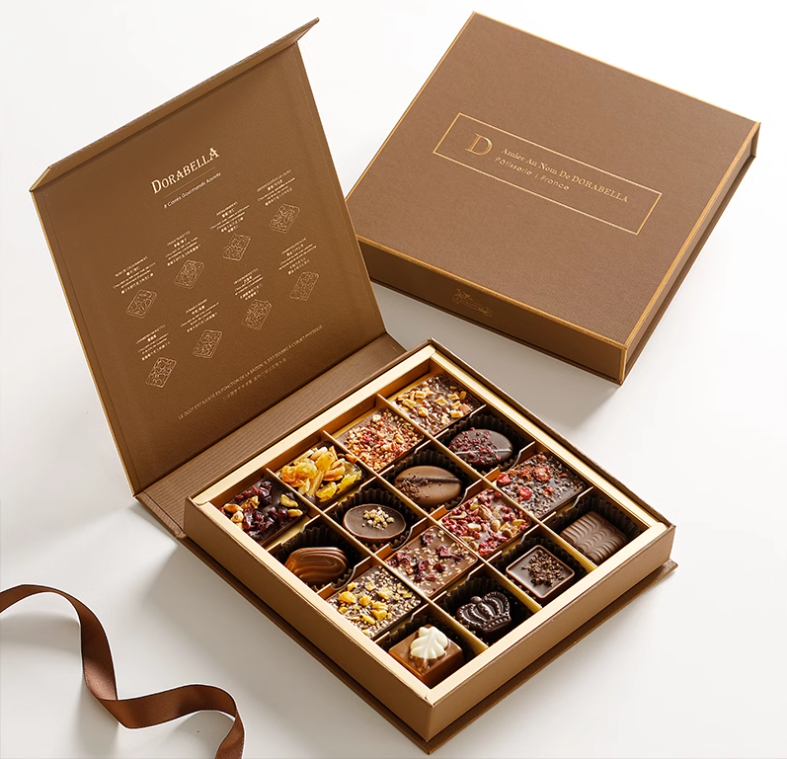 Luxury magnetic chocolate gift box with assorted chocolate insert
