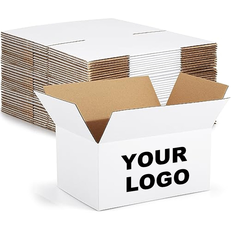 White custom printed corrugated box with logo for shipping
