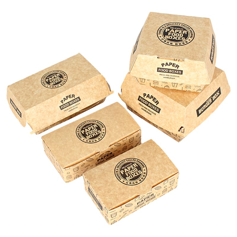 Wholesale kraft burger box collection in assorted sizes and structures