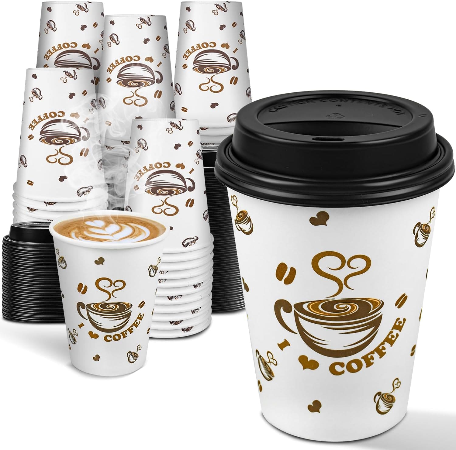 Custom Printed Paper Coffee Cups with Lids
