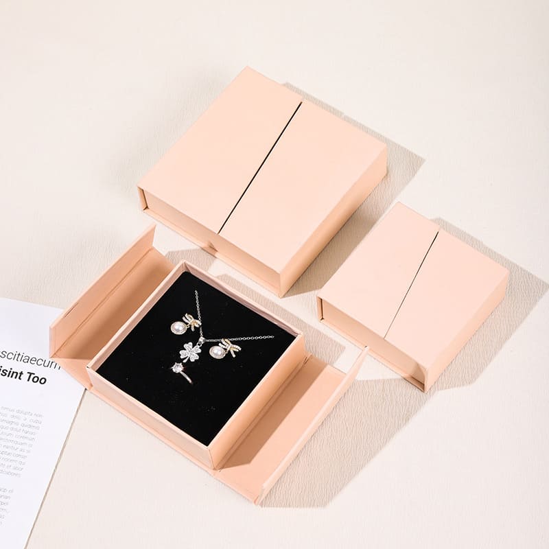 Blush paper jewelry gift box for earrings and necklace packaging